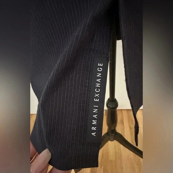 A|X Armani Exchange Slim Fit Chemise Cintree Blue Striped Long Sleeve Sz L - Picture 3 of 6